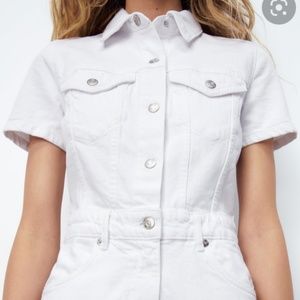 Zara White Denim Romper